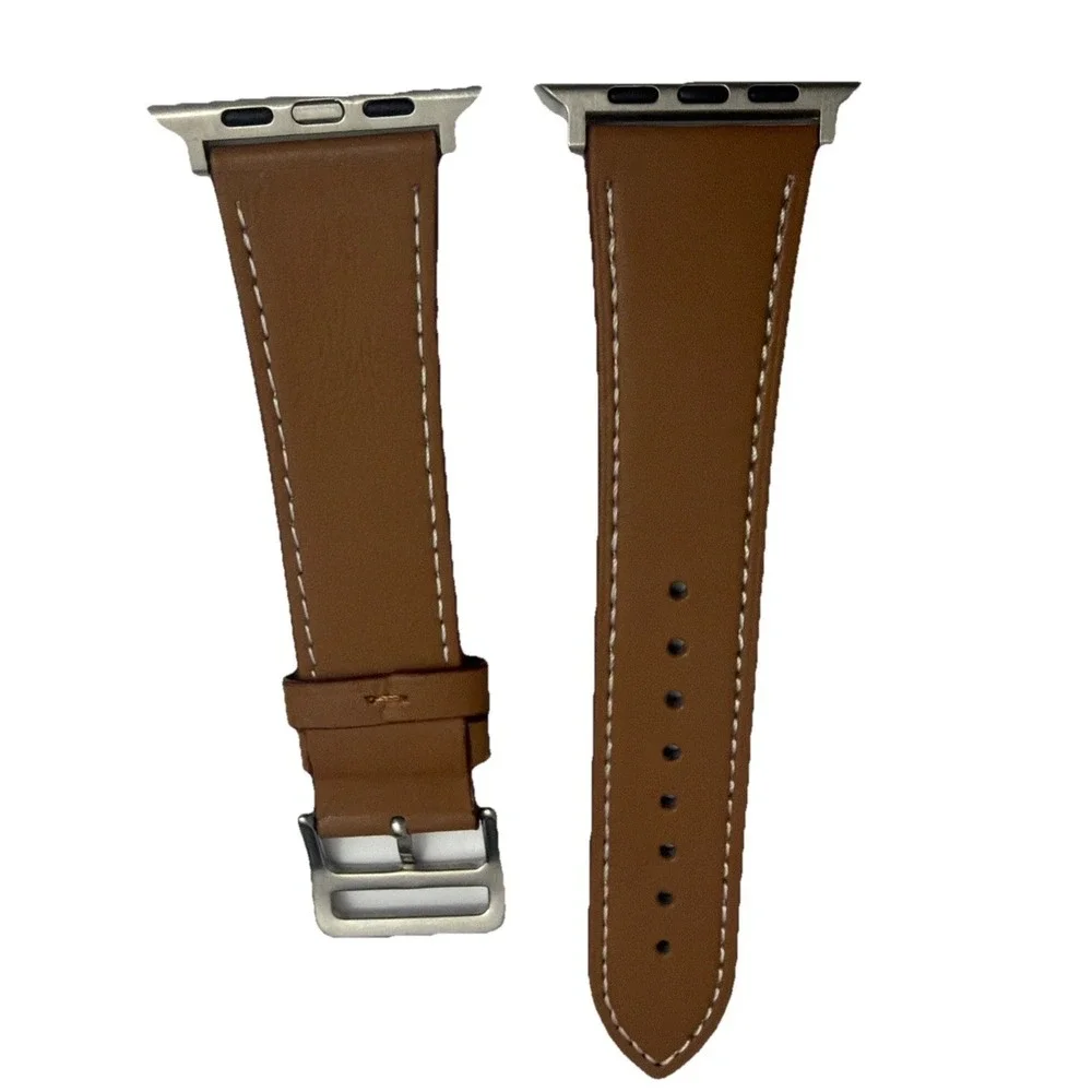 Strap Band Brown Unisex's Leather‎ replacement Band Series 10 iPhone Size 42/45
